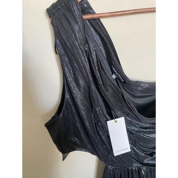retrofete dress Womens Black Long one shoulder gown size XL $575 - Picture 7 of 9